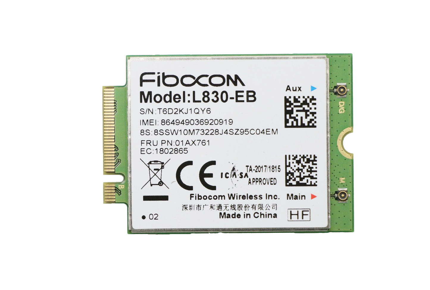 HAYOOVANT Laptop Fibocom L830-EB 4G Module for Thinkpad T490 T590 L480 L580 L490 L590 01AX761