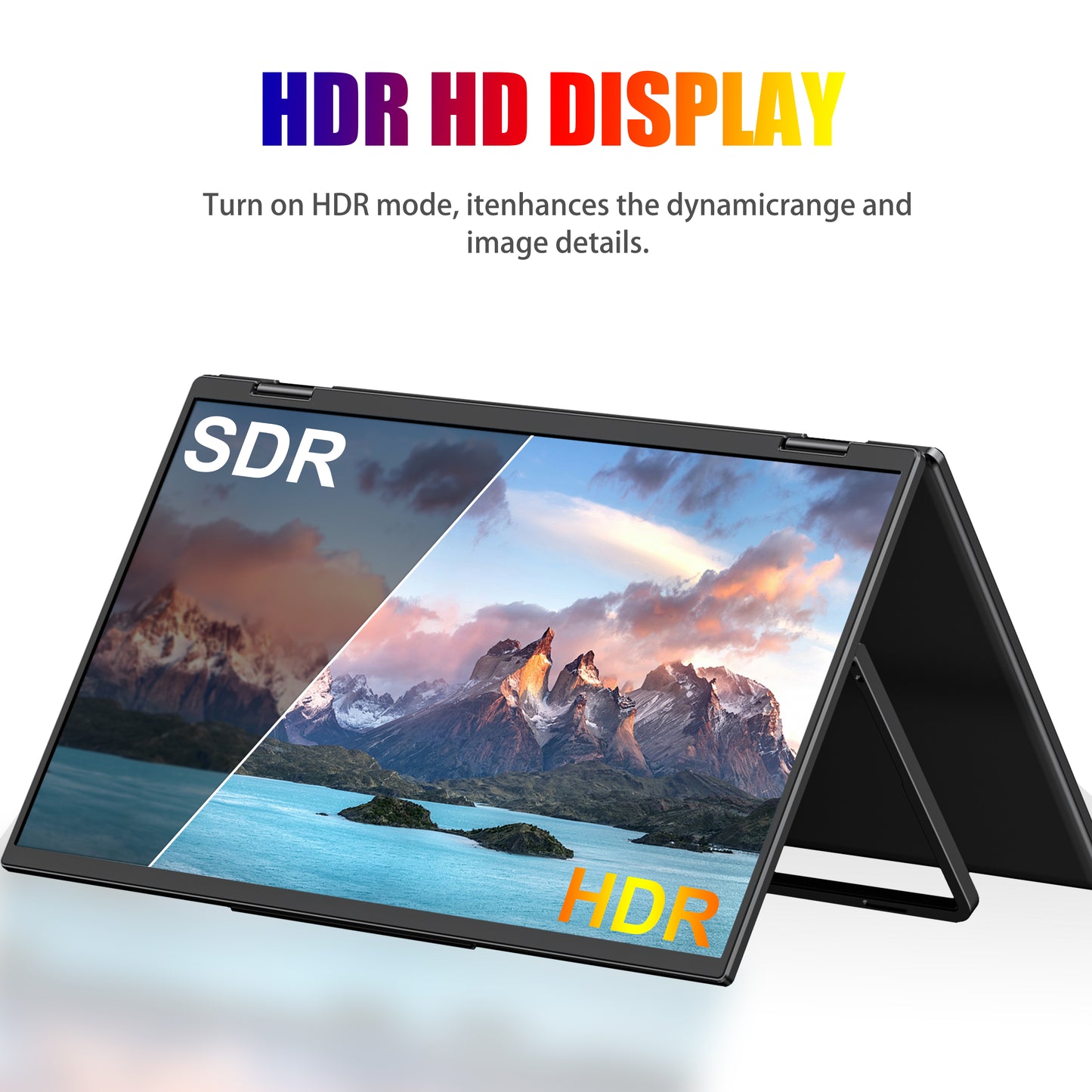 Portable Dual Monitor - 15.6 Inch 1080P Foldable IPS Display with USB-C & HDMI, HDR, Second Screen for Gaming, Laptop, PS5/4, Xbox, Switch, MacBook, iPhone, Surface - Perfect for Office and Travel